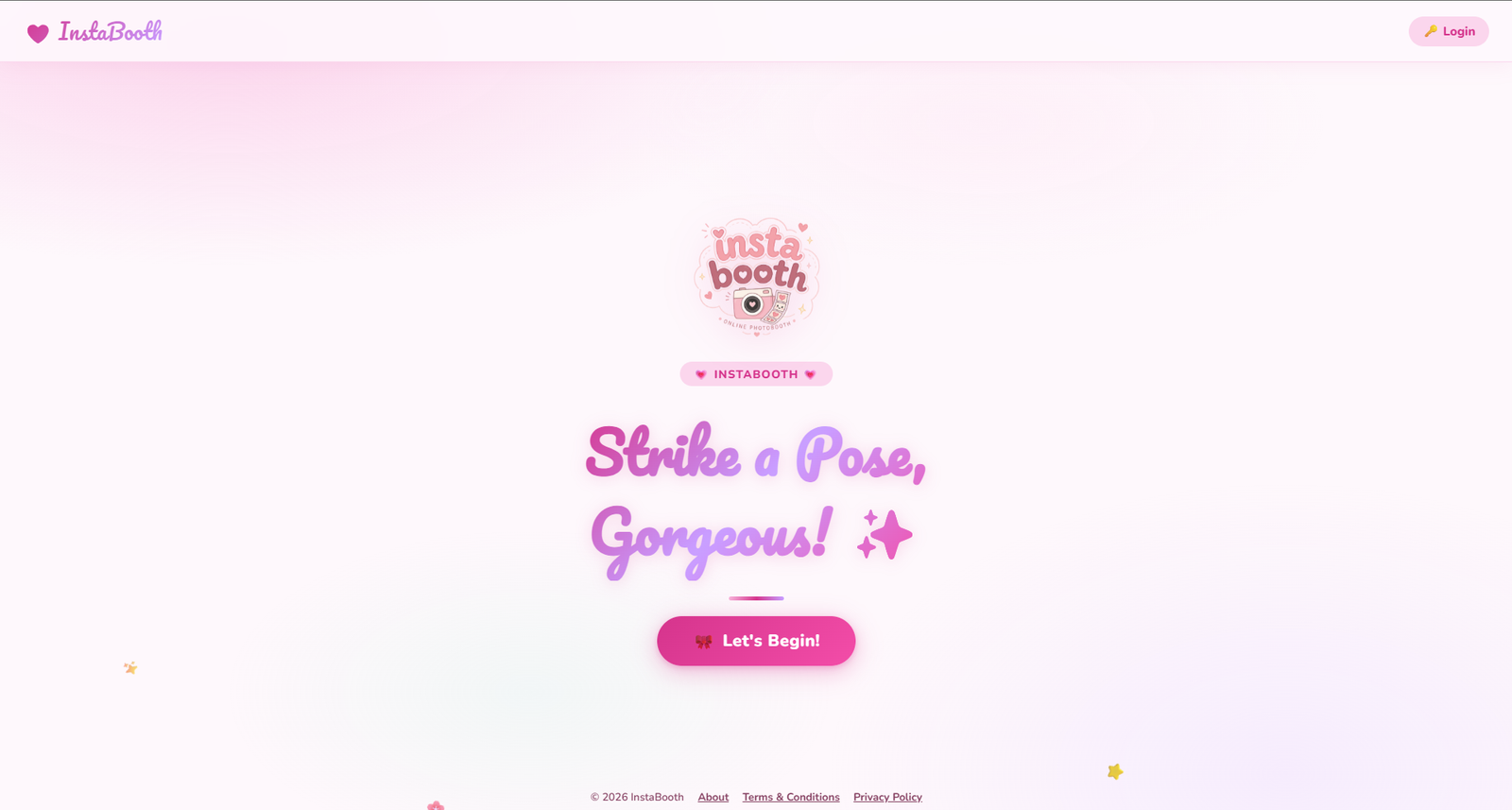 InstaBooth start screen
